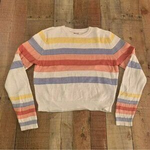 Rip curl womens long sleeve crew neck knit white yellow pink blue sweater -XS